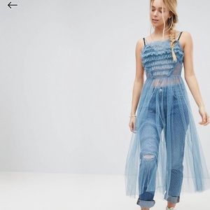 New Glamorous Blue Mesh Dress